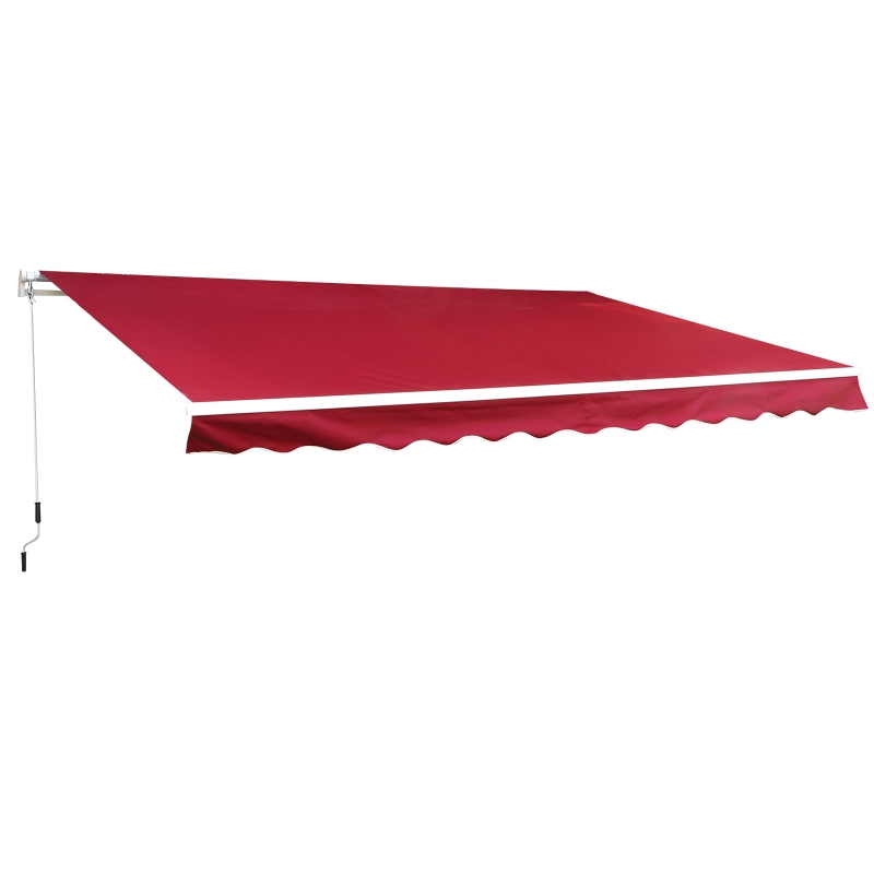 Outsunny 10' x 8' Manual Retractable Sun Shade Patio Awning - Wine Red