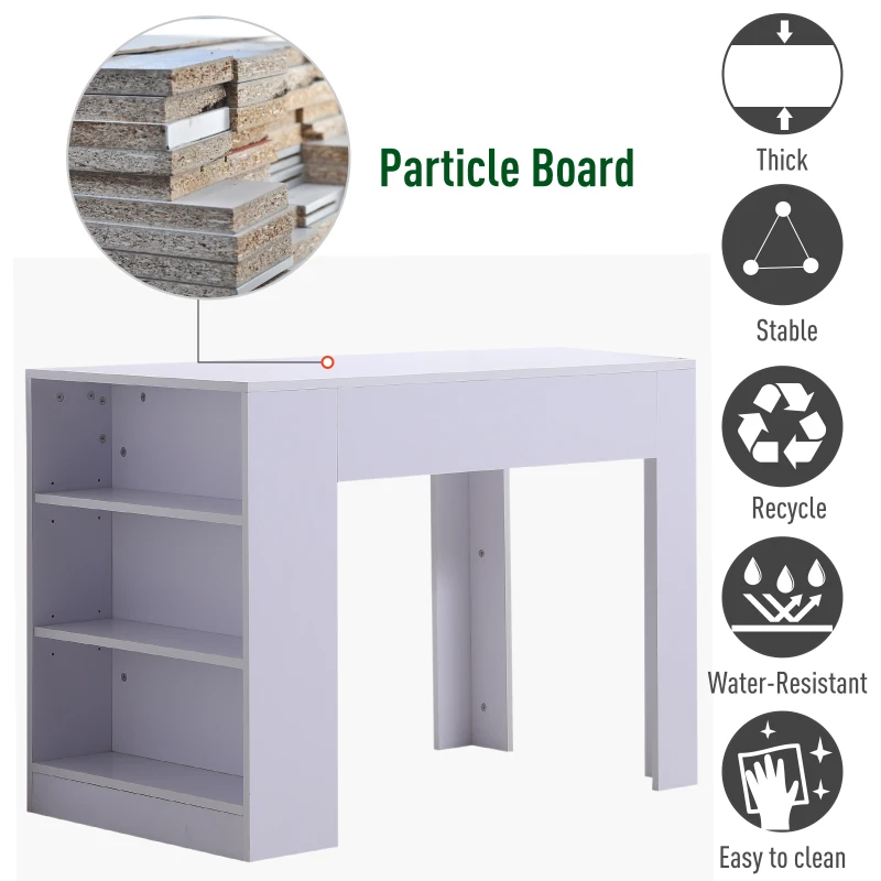 HomCom 40" Space Saving Modern Home Office Computer Desk Bookshelf Combo - White