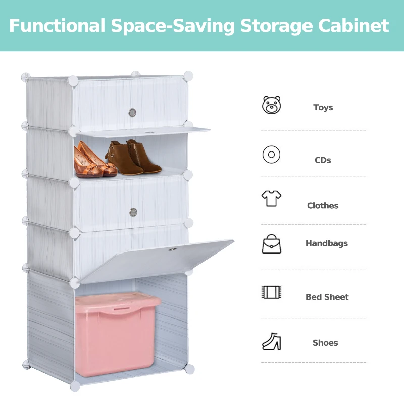 HomCom 5 Drawer Storage Cube Wardrobe Cabinet Shelf Shoe Rack Multi-use Portable w/