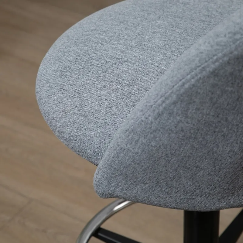 Vinsetto Ergonomic Rolling Drafting Chair for Standing Desk, Linen Office Stool with Adjustable Foot Ring and Steel Base
