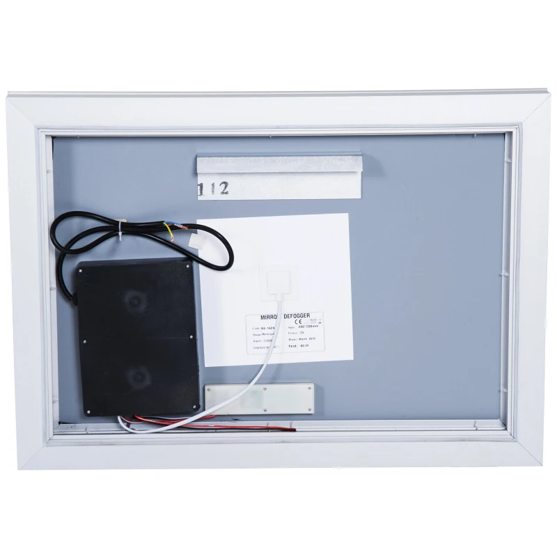 Open Box Kleankin 32" x 24" Aluminum Rectangular LED Illuminated Anti-Fog Bathroom Wall Mirror Stylish with Touch Bottons