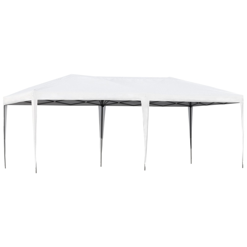 Open Box Outsunny 10x20 Pop Up Canopy Outdoor Instant Shelter Gazebo Party Tent with Carrying Bag and 2-Tier Roof - White