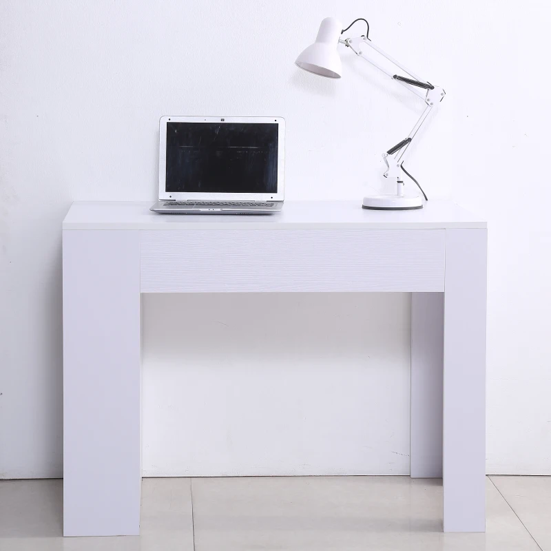 HomCom 40" Space Saving Modern Home Office Computer Desk Bookshelf Combo - White