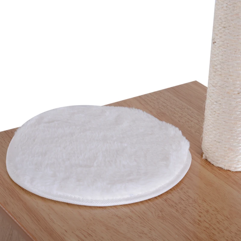 PawHut 40" Modern Cat Tree Multi-Level Scratching Post with 2 Cube Cave Enclosures - Oak Wood and White