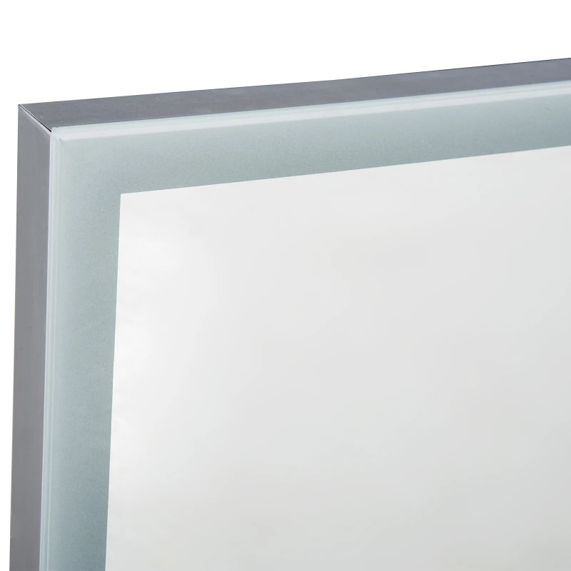 Open Box Kleankin 32" x 24" Aluminum Rectangular LED Illuminated Anti-Fog Bathroom Wall Mirror Stylish with Touch Bottons