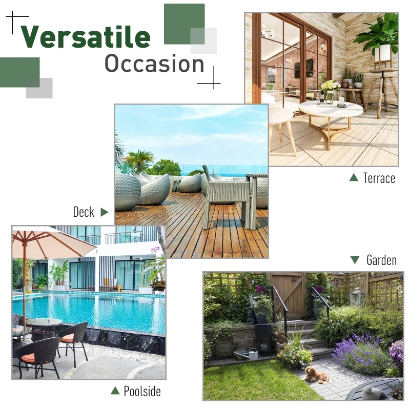 Outsunny 3 Piece Patio Furniture Set, Rattan Outdoor Sofa Set with Chaise Lounge & Loveseat, Soft Cushions, Tempered Glass Table, L-Shaped Sectional Couch, Gray