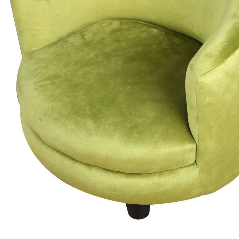 Qaba Velvet Kids Armchair Kids Furniture with Armrest, Plastic Legs - Green