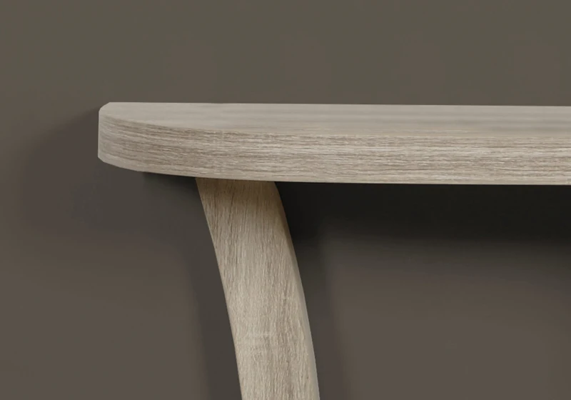 Moarch 47" Half Moon Shape 2-Tier Wood Grain-Look Accent Console Table - Dark Taupe Finish