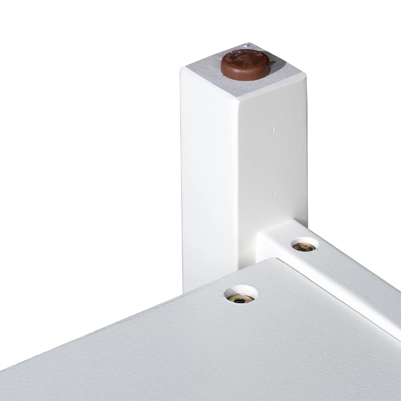 HomCom Modern 2-Tier Acacia Wood End Table Side Desk with Cup Holder and Lower Shelf - White