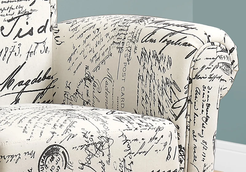 Monarch Transitional Style Upholstered Accent Wing Chair with Matching Ottoman - Vintage French Fabric