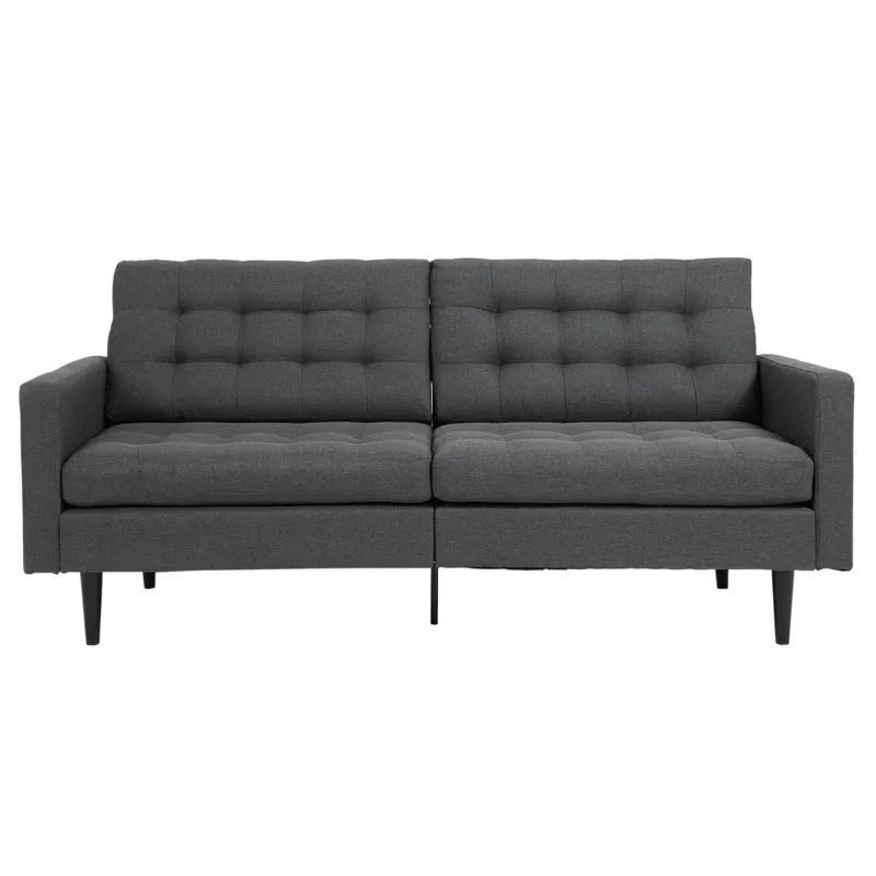 HOMCOM Linen Fabric Convertible Sofa Bed with Button Tufted Back Design, Adjustable Angles and Wood Legs, Grey