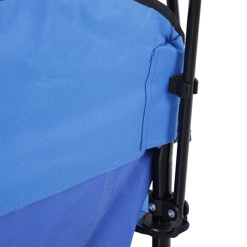 Outsunny Oxford Sports Folding Metal Camping Chair with an Overhead Shade Canopy & an Included Side Cup Holder - Blue