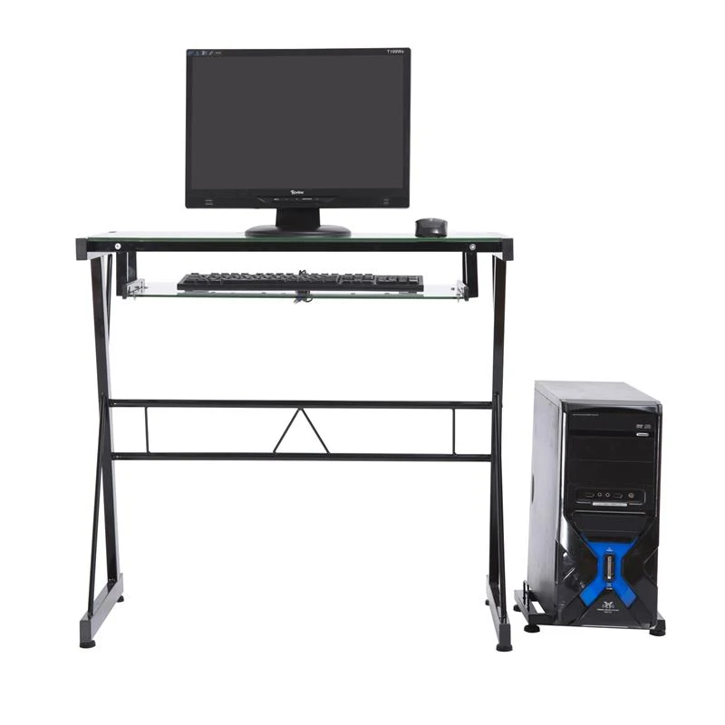 HomCom 30” Modern Glasstop Office Computer Workstation Desk