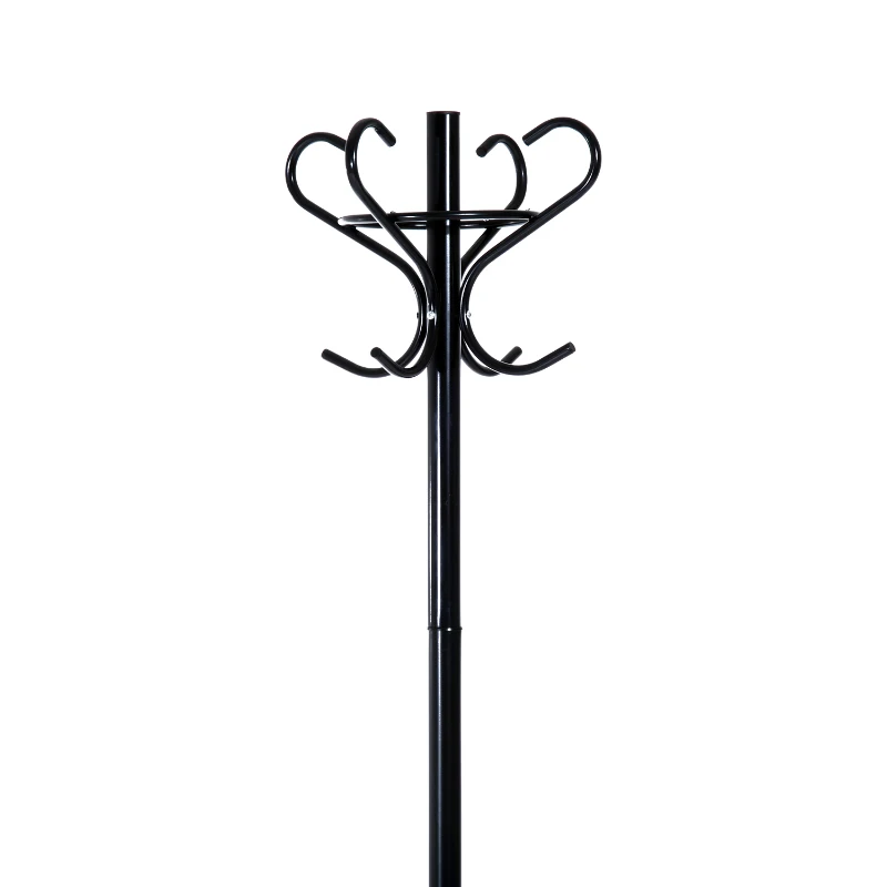 HomCom 69" Metal Coat Garment Rack with Umbrella Stand - Black