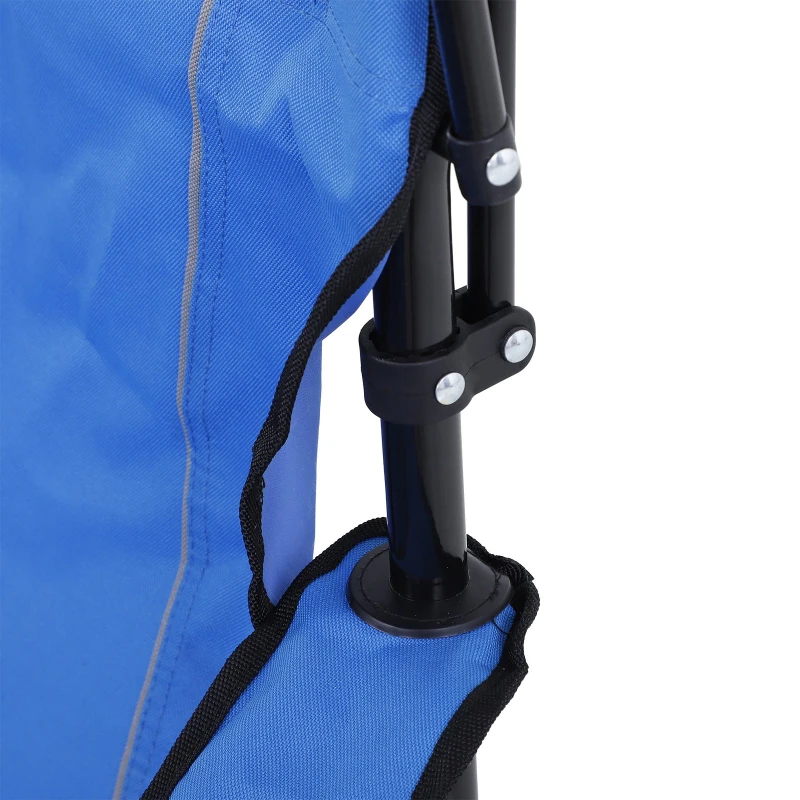 Outsunny Oxford Sports Folding Metal Camping Chair with an Overhead Shade Canopy & an Included Side Cup Holder - Blue