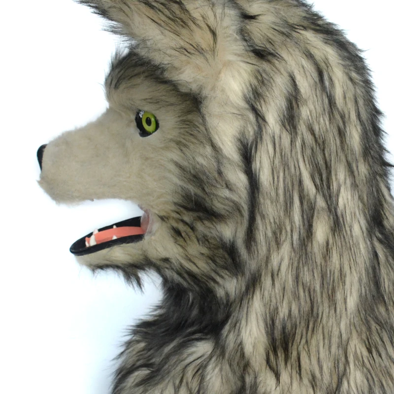HomCom Grey Wolf Costume Mouth Mover Hood