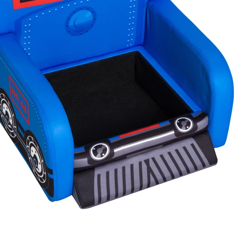 Qaba 17" Multi Spandex Storage Sofa Chair for Kids - Train Engine Locomotive