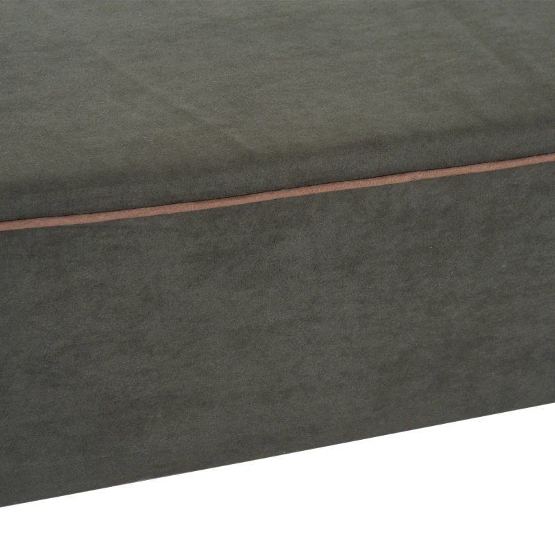 PawHut 48" x 30" Suede Padded Orthopedic Memory Foam Bolster Pet Dog Bed - Army Green with Brown Liner