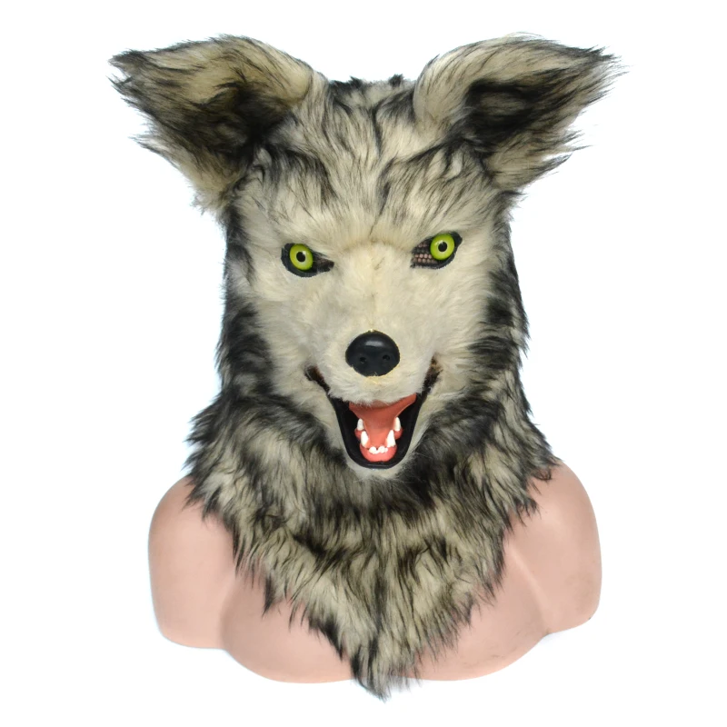 HomCom Grey Wolf Costume Mouth Mover Hood