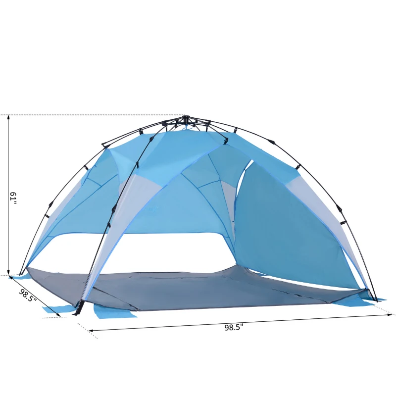 Outsunny Portable Automatic Pop Up Sun Protection Beach Tent Cabana - Blue