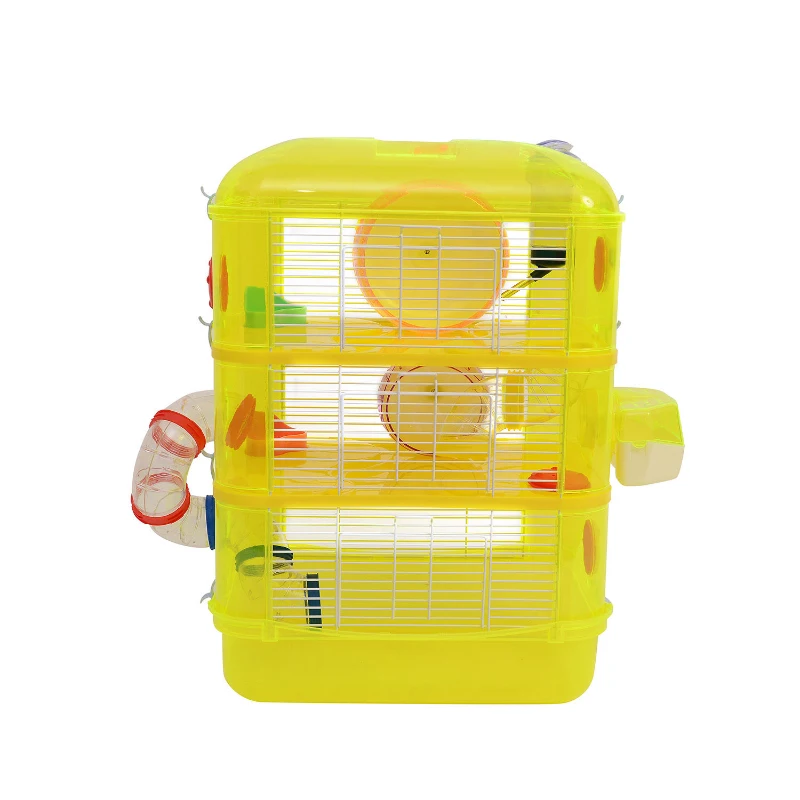 Pawhut 3 Story Happy Hamster Habitat Pet Critter Cage (Yellow)