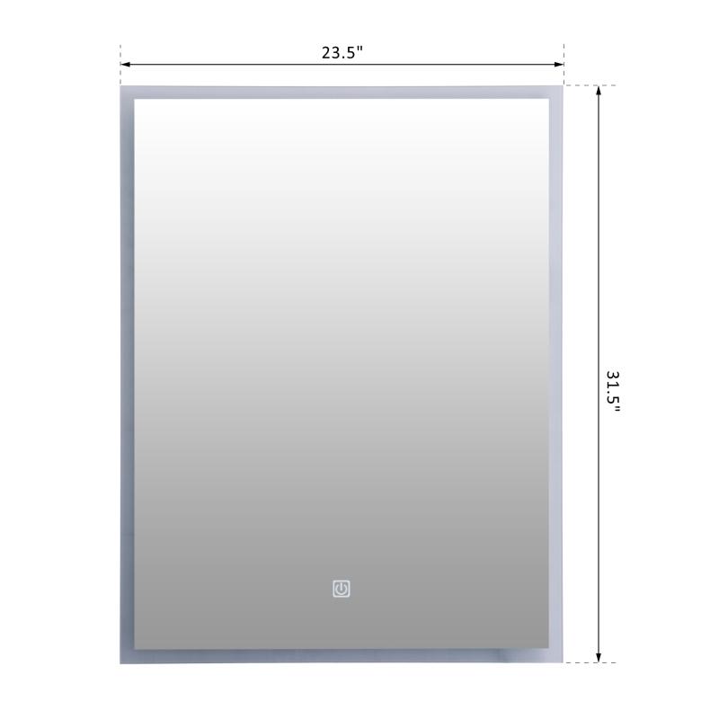 Kleankin 24" x 32" Vertical LED Illuminated Wall Mount Square Backlit Bathroom Mirror