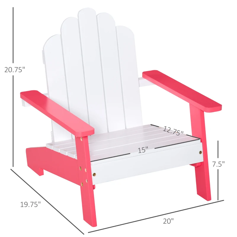 Outsunny Kids Adirondack Chair Wooden Classic Lounge Indoor for Backyard Deck Beach Garden Room 20" x 19.75" x 20.75" Red