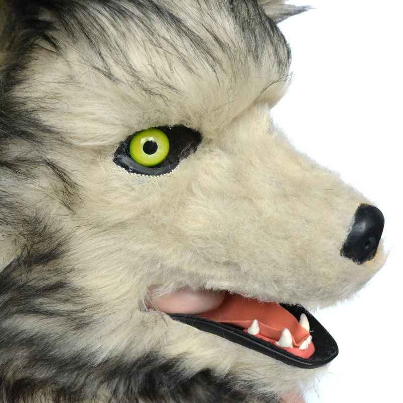 HomCom Grey Wolf Costume Mouth Mover Hood