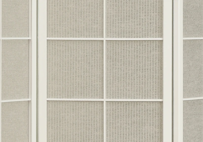 Monarch 3-Panel Contemporary Folding Privacy Screen Room Divider with Fabric Inlay - White Wood Frame