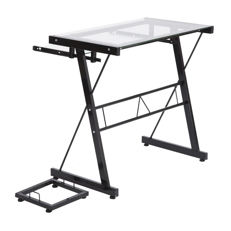 HomCom 30” Modern Glasstop Office Computer Workstation Desk