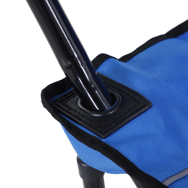 Outsunny Oxford Sports Folding Metal Camping Chair with an Overhead Shade Canopy & an Included Side Cup Holder - Blue