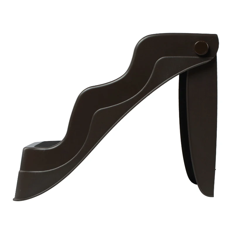 PawHut 3 Step Portable Folding Pet Stairs Ramp Easy Climb Step Stool With Anti-Slip Mat - Espresso Brown