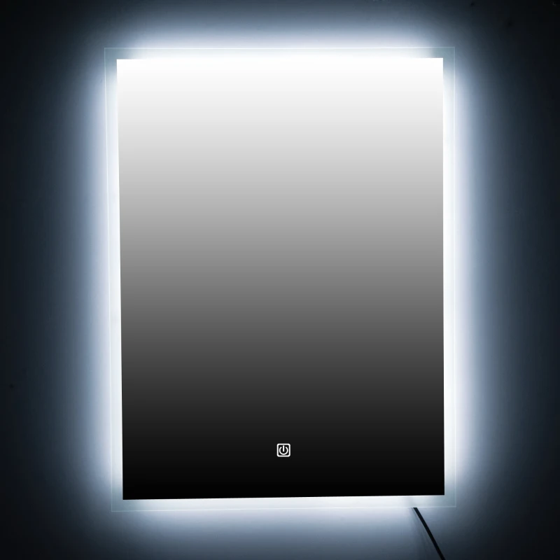 Kleankin 24" x 32" Vertical LED Illuminated Wall Mount Square Backlit Bathroom Mirror