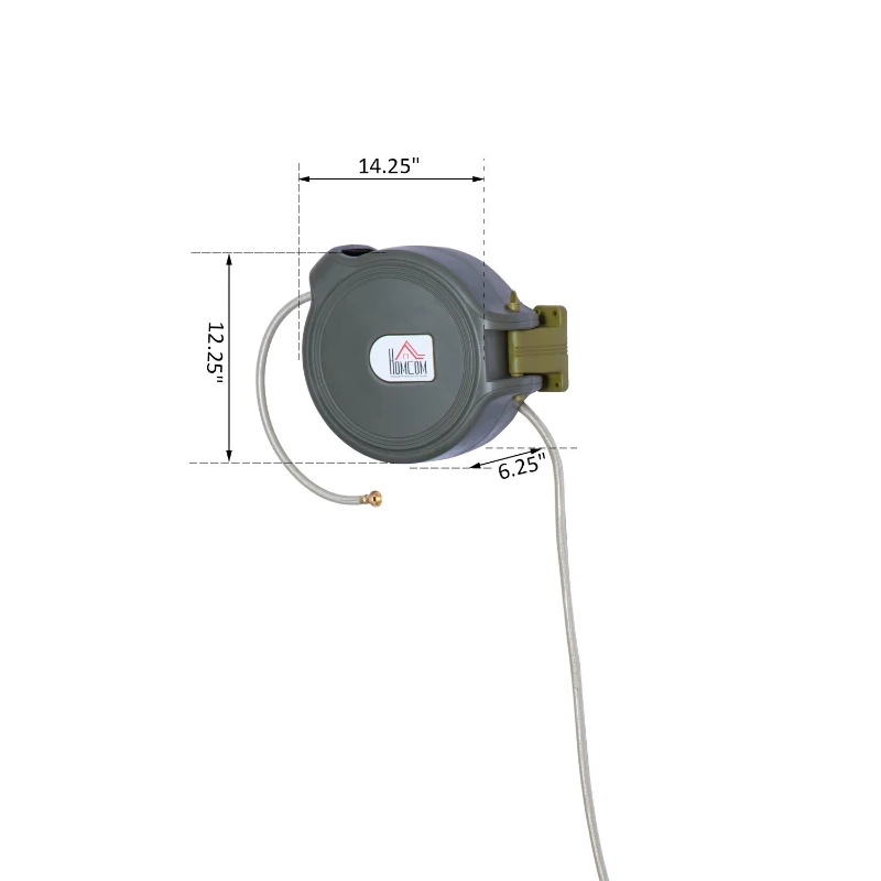 HomCom 1/2" x 65' Retractable Auto-Rewind Wall Mounted Garden Water Hose Reel