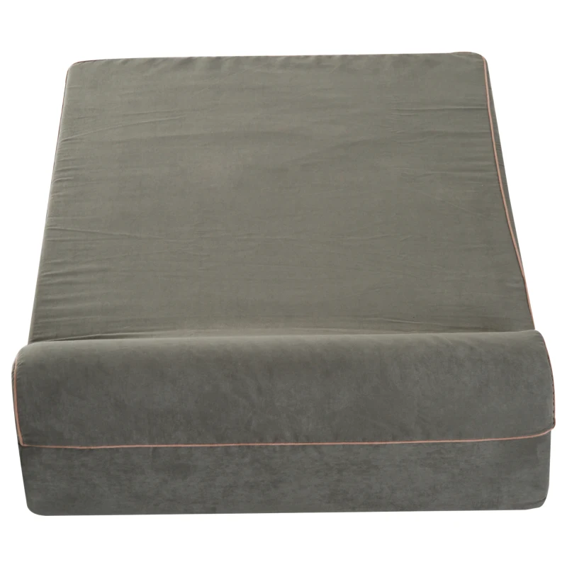 PawHut 48" x 30" Suede Padded Orthopedic Memory Foam Bolster Pet Dog Bed - Army Green with Brown Liner