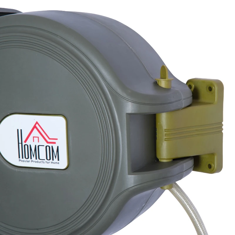 HomCom 1/2" x 65' Retractable Auto-Rewind Wall Mounted Garden Water Hose Reel