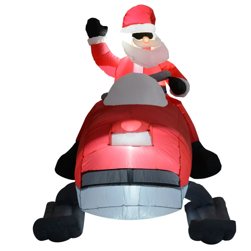 HomCom 7' Outdoor Animated Christmas Inflatable Santa on a Snowmobile