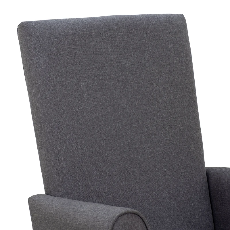 HomCom 2 Piece Rubberwood Linen Glider Rocking Chair with Ottoman Set - Grey