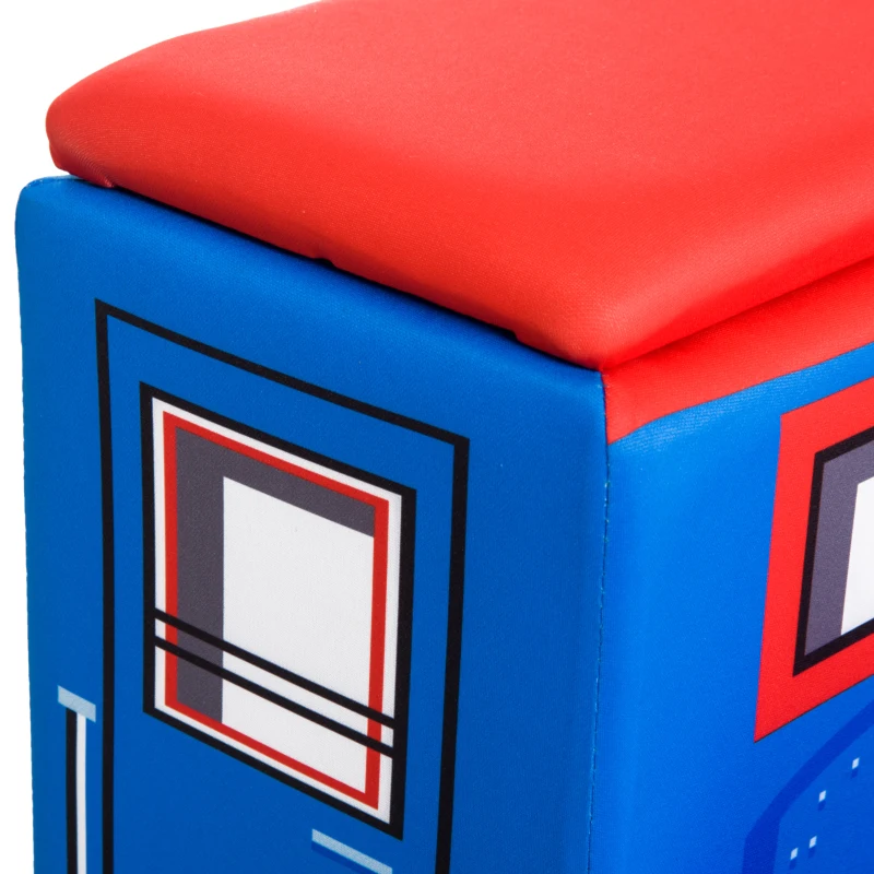 Qaba 17" Multi Spandex Storage Sofa Chair for Kids - Train Engine Locomotive