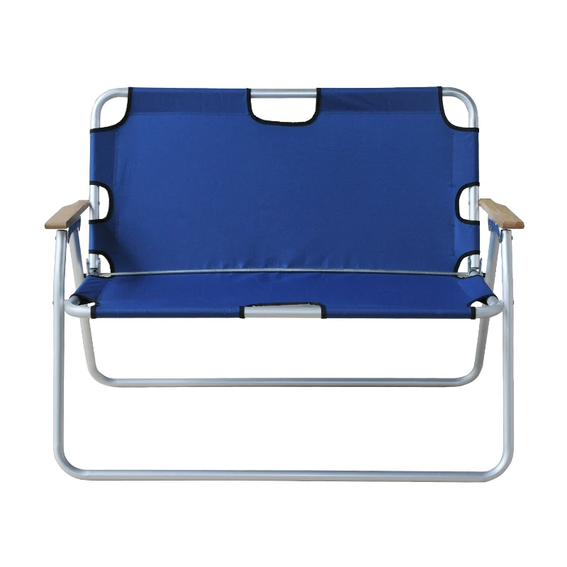 Outsunny 2-Person Folding Aluminum Love Seat Camping Chair - Blue