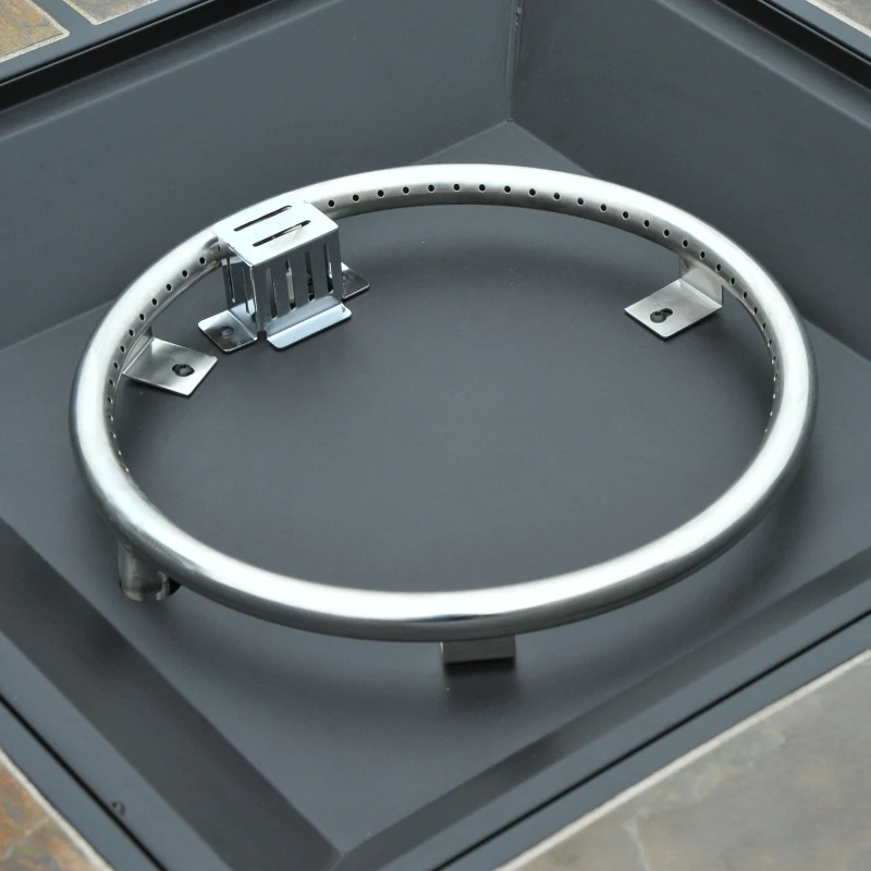 Outsunny 32” 40,000 BTU Lava Rock Gas Grill Tile Table Top Wicker Fire Pit