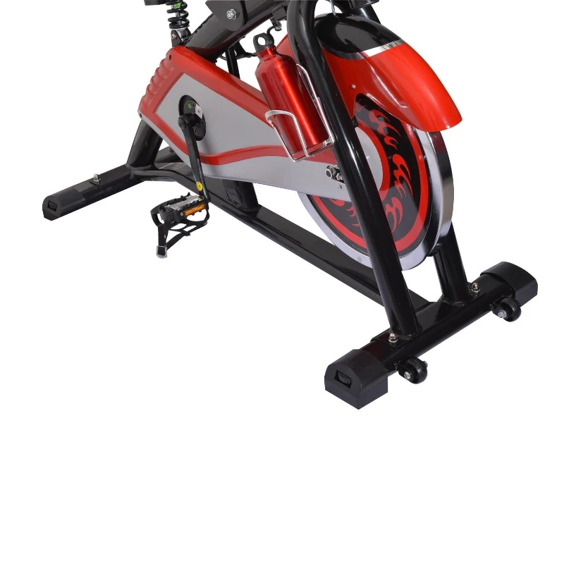 Soozier Pro Upright Stationary Exercise Cycling Bike w/ LCD Monitor - Black and Red