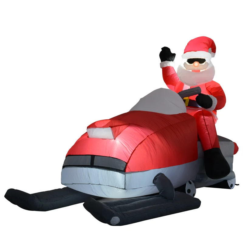 HomCom 7' Outdoor Animated Christmas Inflatable Santa on a Snowmobile