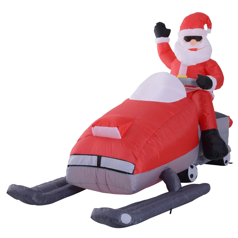 HomCom 7' Outdoor Animated Christmas Inflatable Santa on a Snowmobile