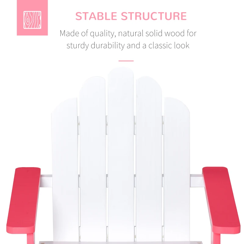 Outsunny Kids Adirondack Chair Wooden Classic Lounge Indoor for Backyard Deck Beach Garden Room 20" x 19.75" x 20.75" Red