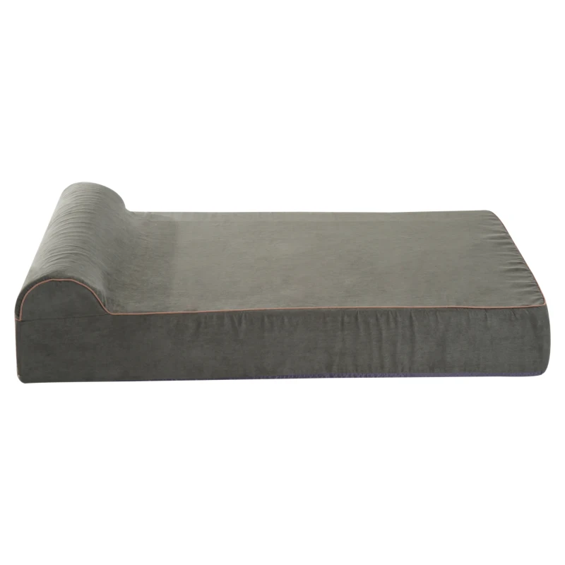 PawHut 48" x 30" Suede Padded Orthopedic Memory Foam Bolster Pet Dog Bed - Army Green with Brown Liner