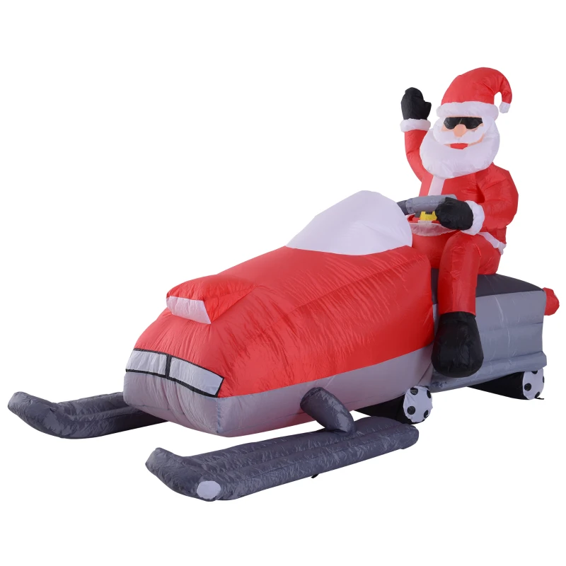 HomCom 7' Outdoor Animated Christmas Inflatable Santa on a Snowmobile