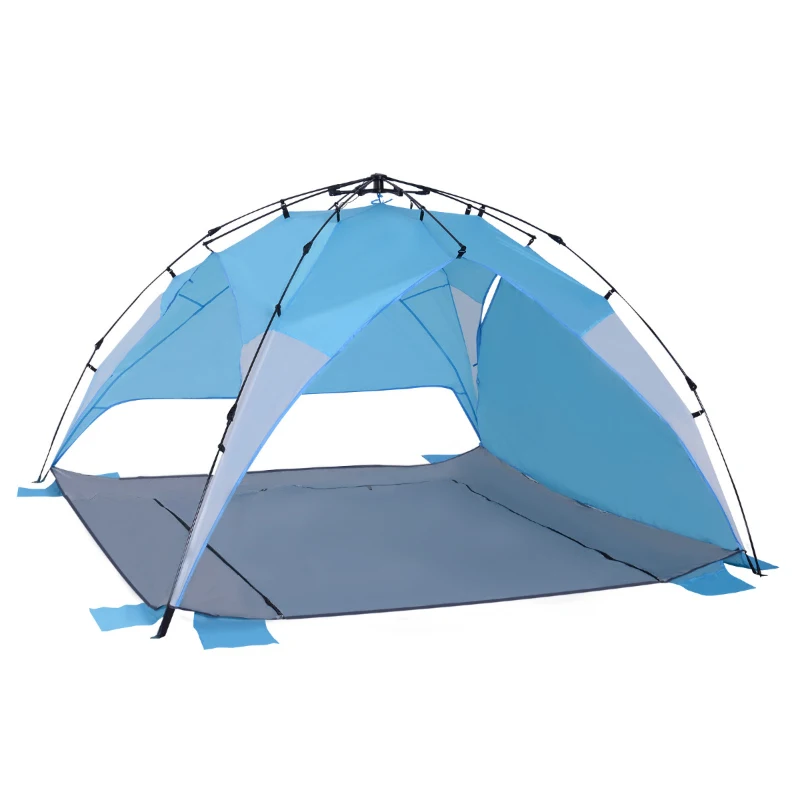 Outsunny Portable Automatic Pop Up Sun Protection Beach Tent Cabana - Blue