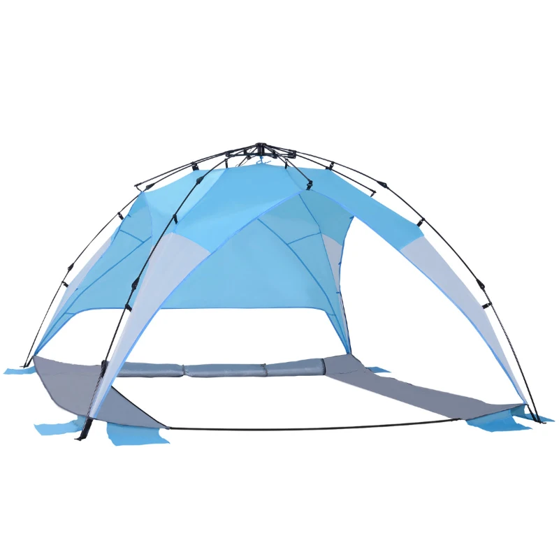 Outsunny Portable Automatic Pop Up Sun Protection Beach Tent Cabana - Blue