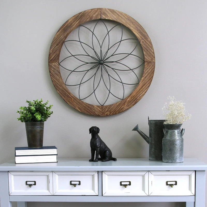 Stratton Round Wood and Metal Medallion Wall Decor